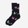 [SN482] 네이비 바디에 핑크, 스카이, 흰색 나비가 패턴으로 그려져있는 남성 패션 양말입니다.
